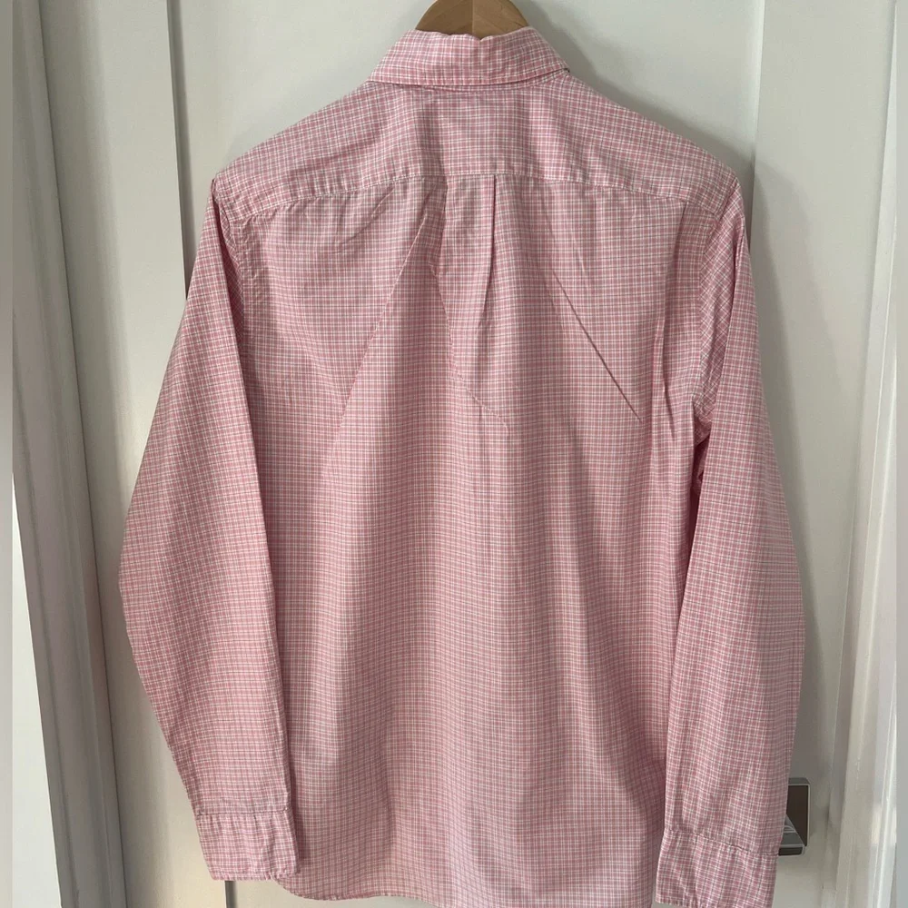 J. Crew Pink gingham pattern Wash Organic Cotton button Down Shirt Size S Y2K H